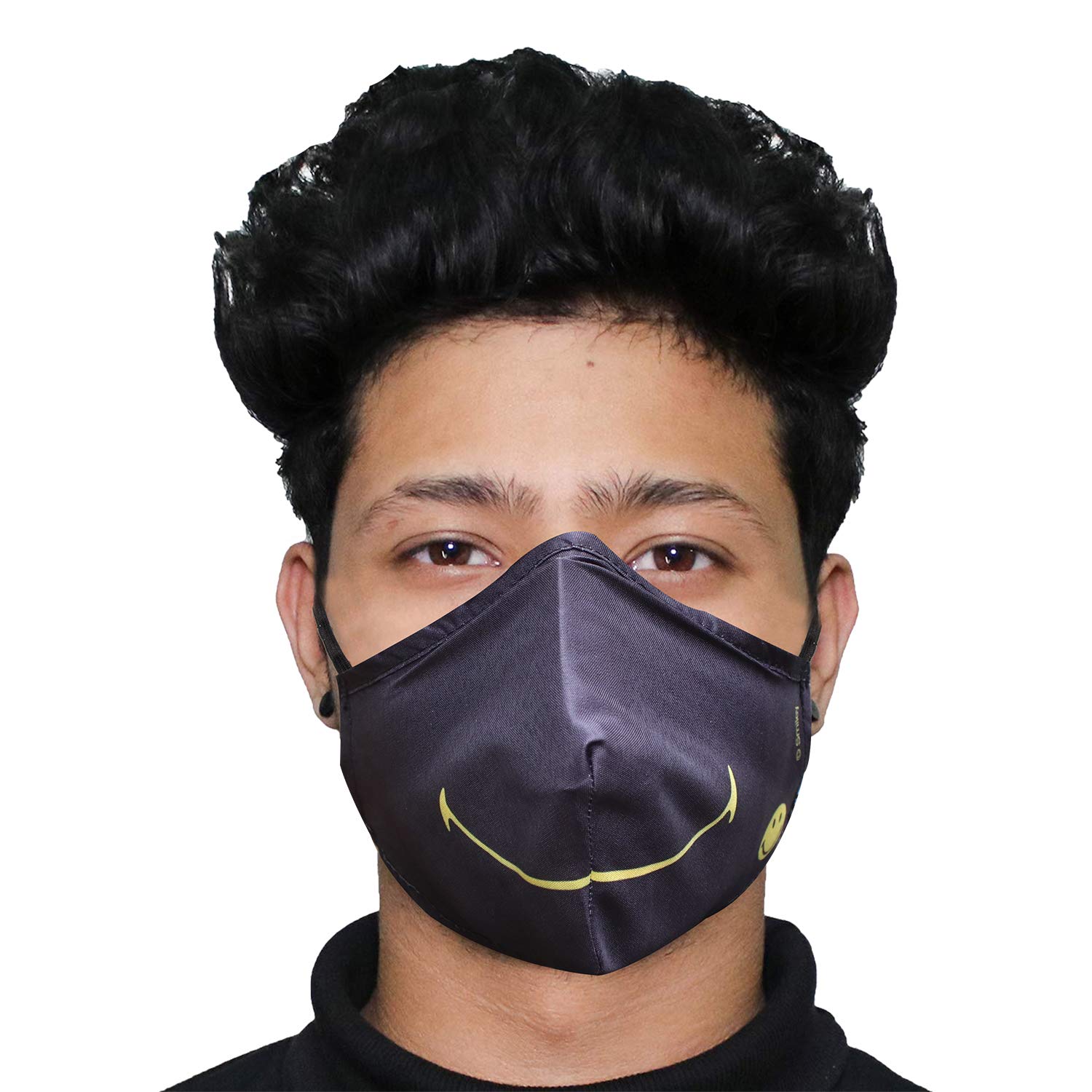 ORILEY ORSM16 Smiley Washable & Reusable Face Mask with 2 Replacement Filter & Adjustable Headloop Elastic Breathable Protective Mouth Cover (10 Pcs)