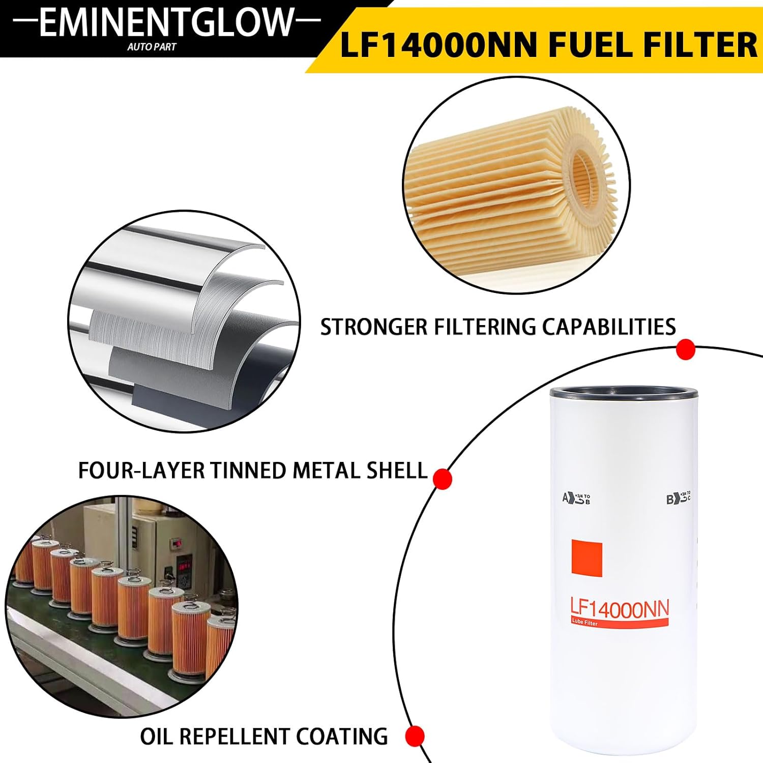 LF14000NN Oil/Lube Filter Compatible With Replaces Cummins ISX ISM QSX QSM QST X15 M11 Diesel Engines Replaces LF9080 LF9001 LF14000NN P559000 4367100 BD7154 57746XD,600-211-1340 Set Of 1