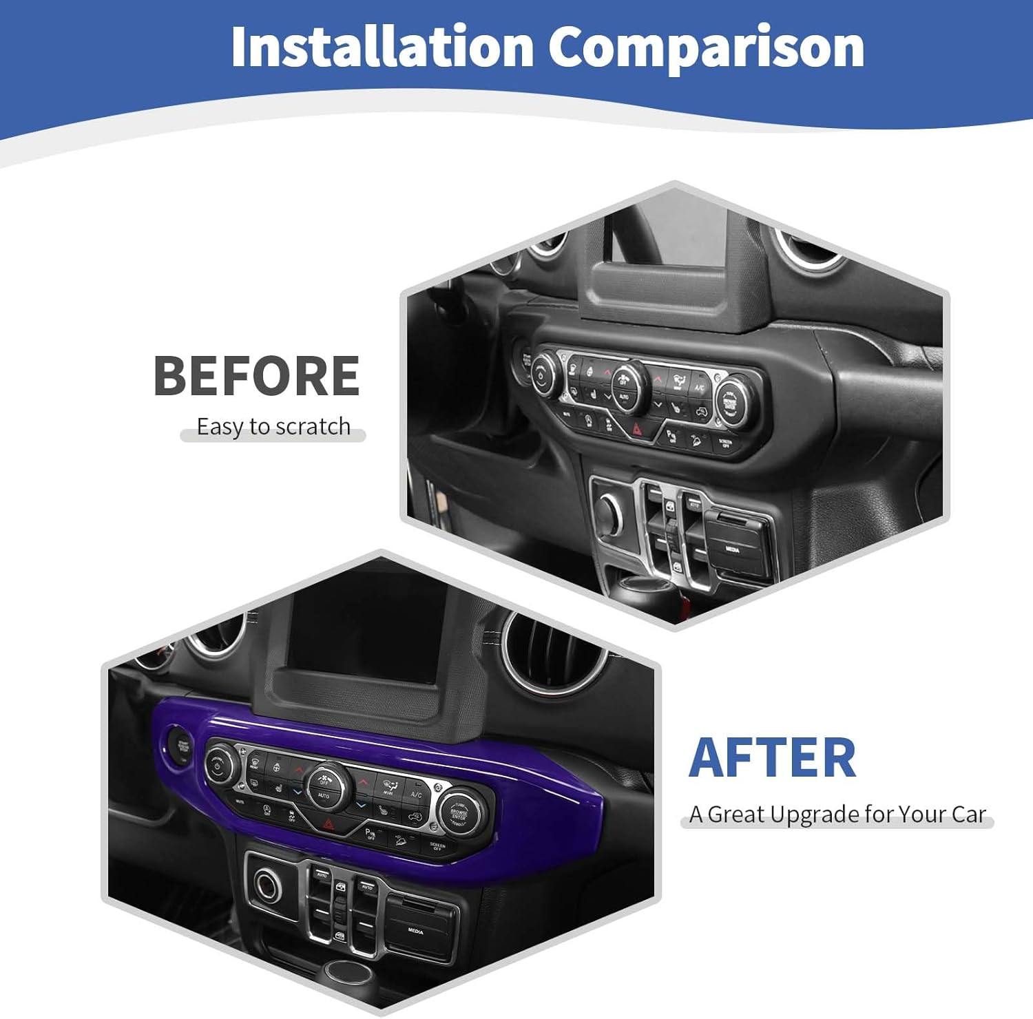 rt-tcz for jeep jl center dash ac switch panel trim cover purple for jeep wrangler jl gladiator jt 2018-2023 purple interior accessories 2pcs