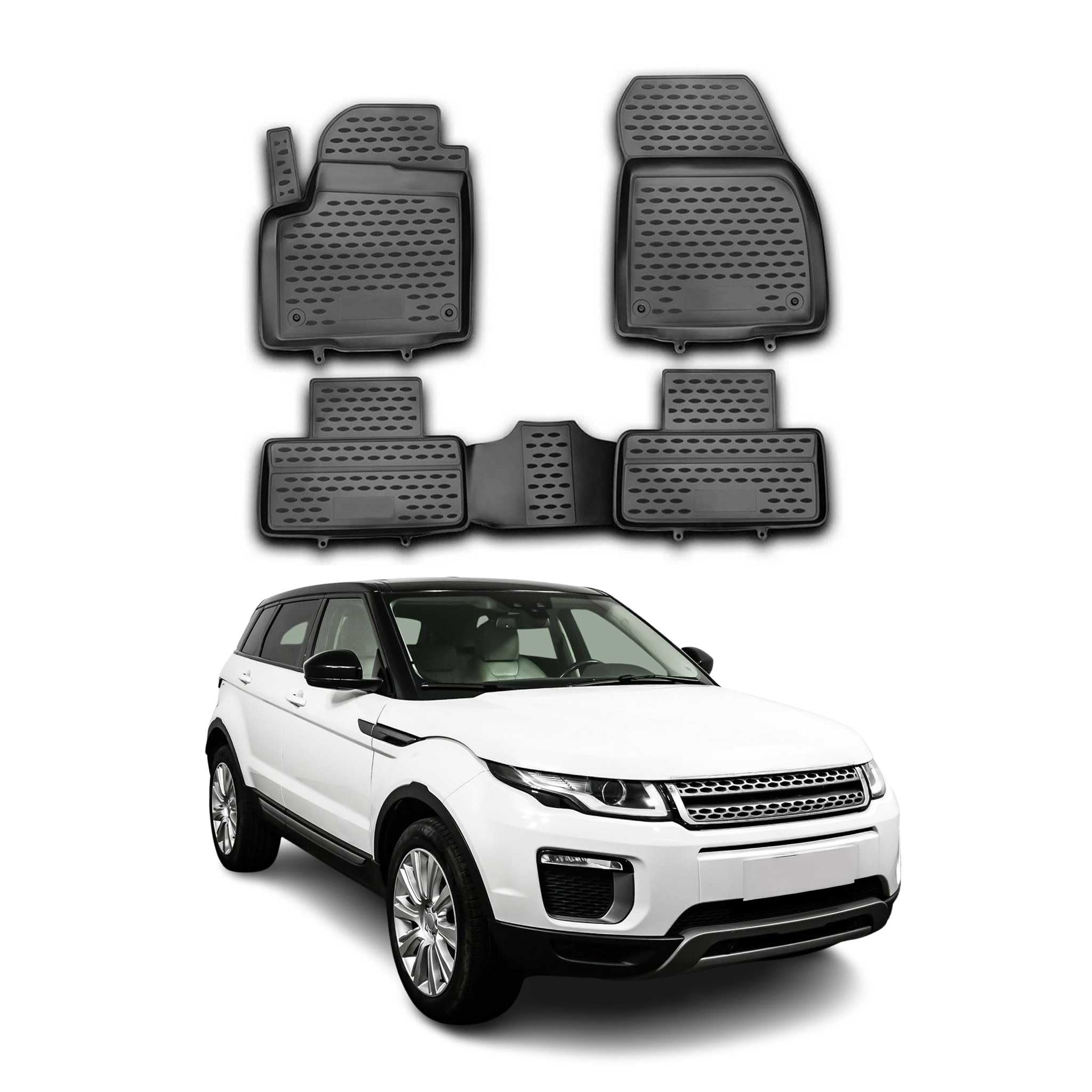 OMAC Floor Mats for Land Rover Range Rover Evoque 2012-2019 TPE All-Weather Black