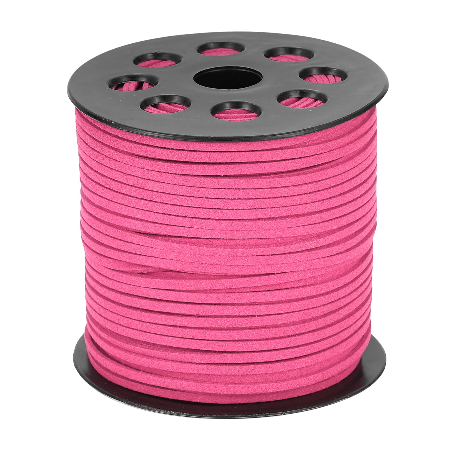 sourcing map 98 Yards x 0.1"(2.6mm) Faux Leather Cord, Flat Suede Cord Leather Strip Braiding String Lace for Jewelry Making Bracelet Necklace Beading Making DIY Crafts, Deep Pink