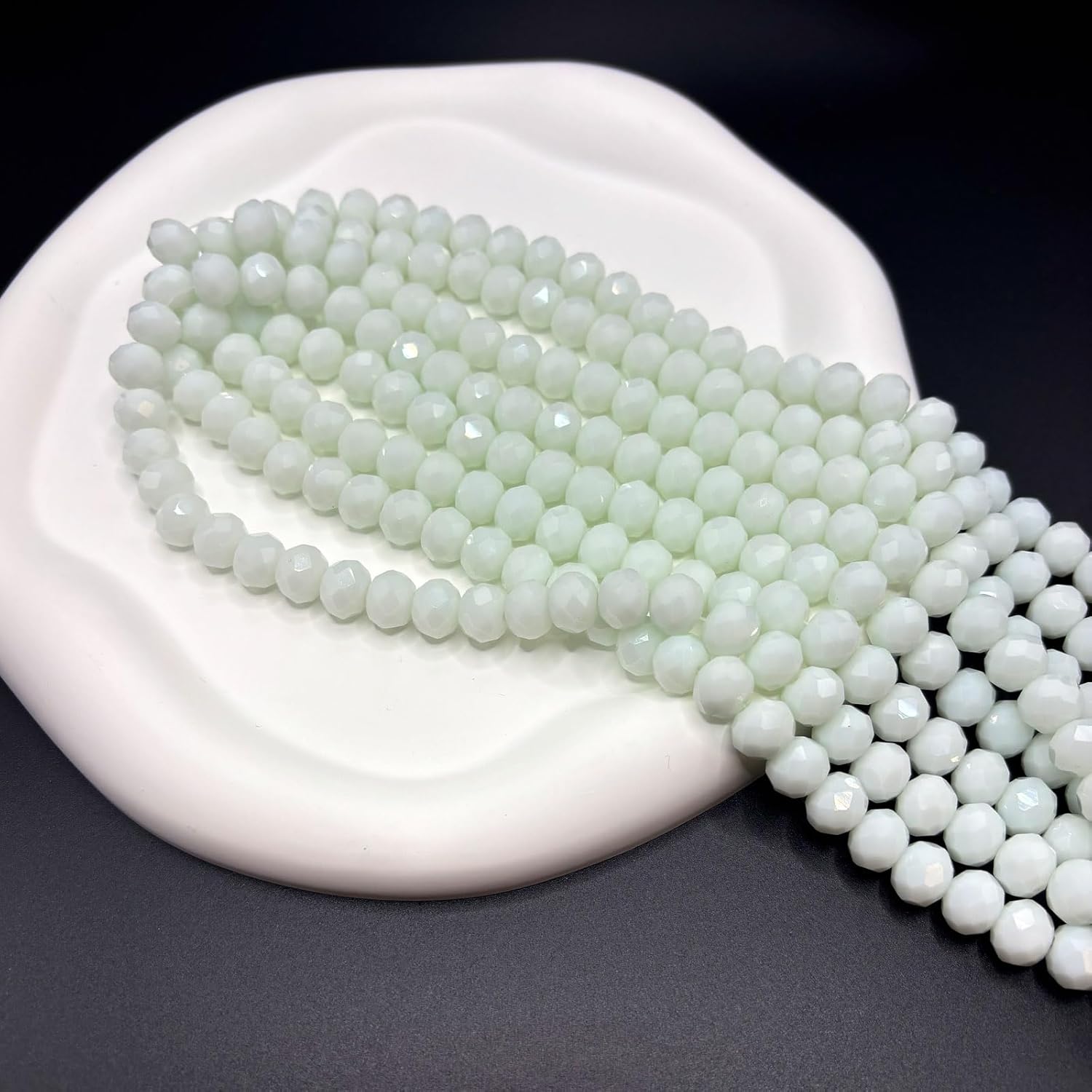 265Pcs Glass Beads for Jewelry Making, 10mm Briolette Crystall Glass Beads for Bracelets Making, Rondelle Faceted White Crystal Beads Bulk for Crafts Wine Charms Wind Chimes Suncatchers - Image 3