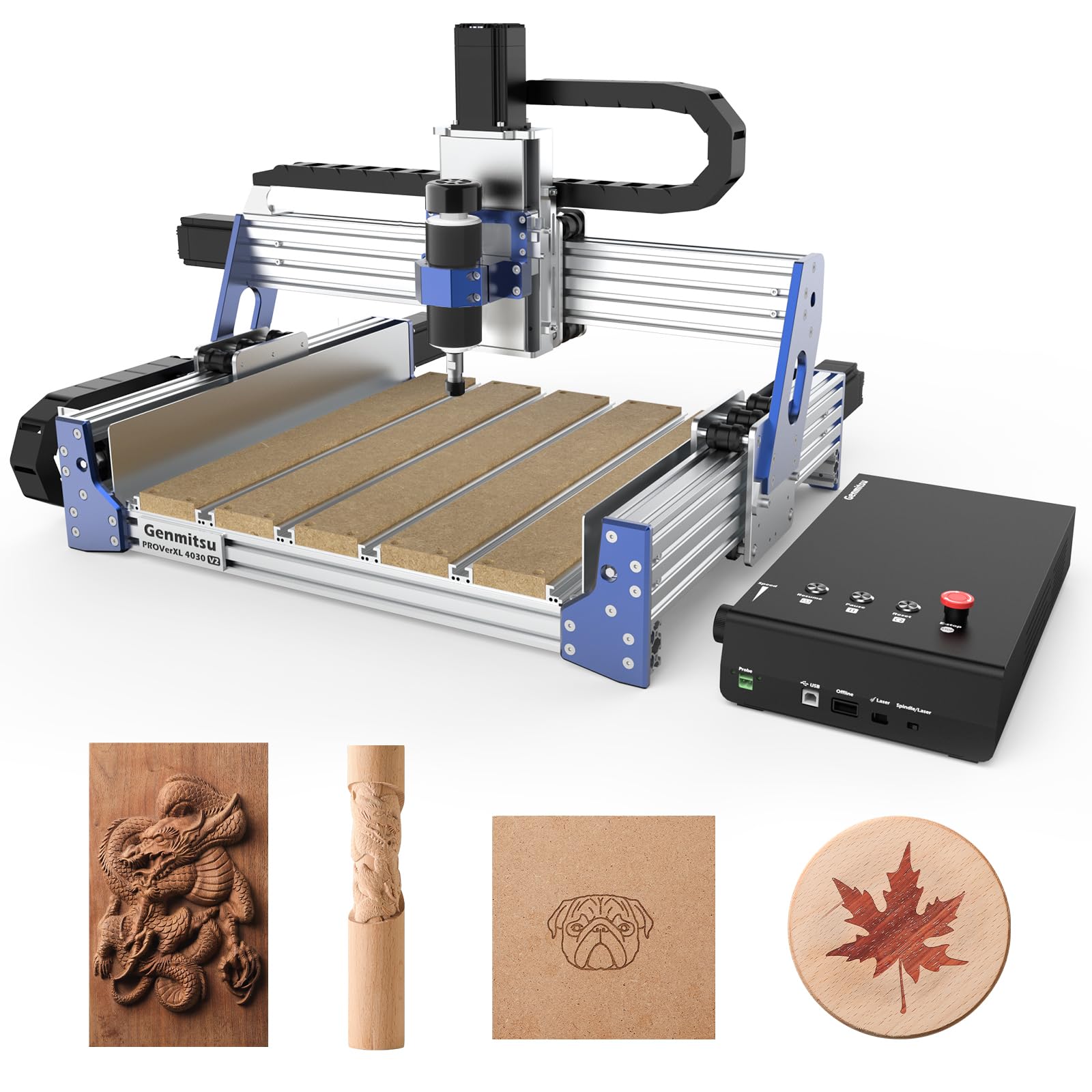 Genmitsu CNC Router Machine PROVerXL 4030 V2, Upgraded 3-Axis Engraving Machine with High Speed, Closed Loop Motor and Ball Screw for Wood, Metal, Acrylic PCB, MDF, Working Area 400 x 300 x 110mm