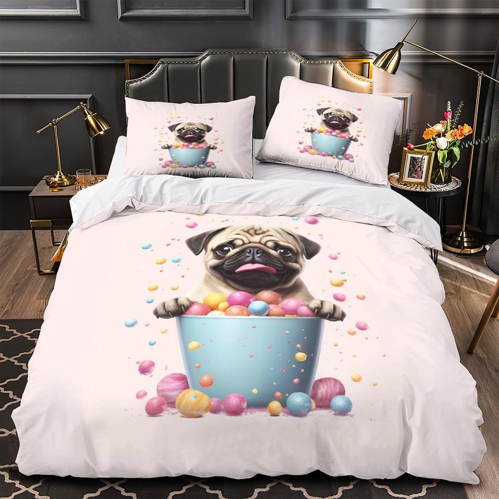 Parure de lit carlin effet 3D confort premium housse de couette microfibre