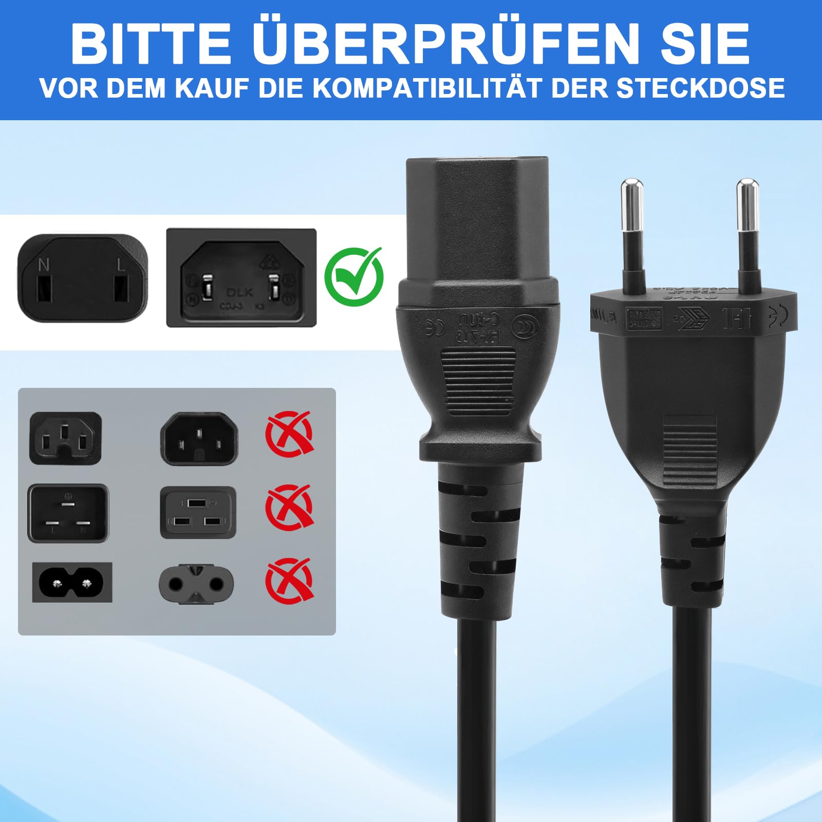 Cavo Alimentazione Euro 3 Metri Doppia Femmina Nero Sm-pc #677