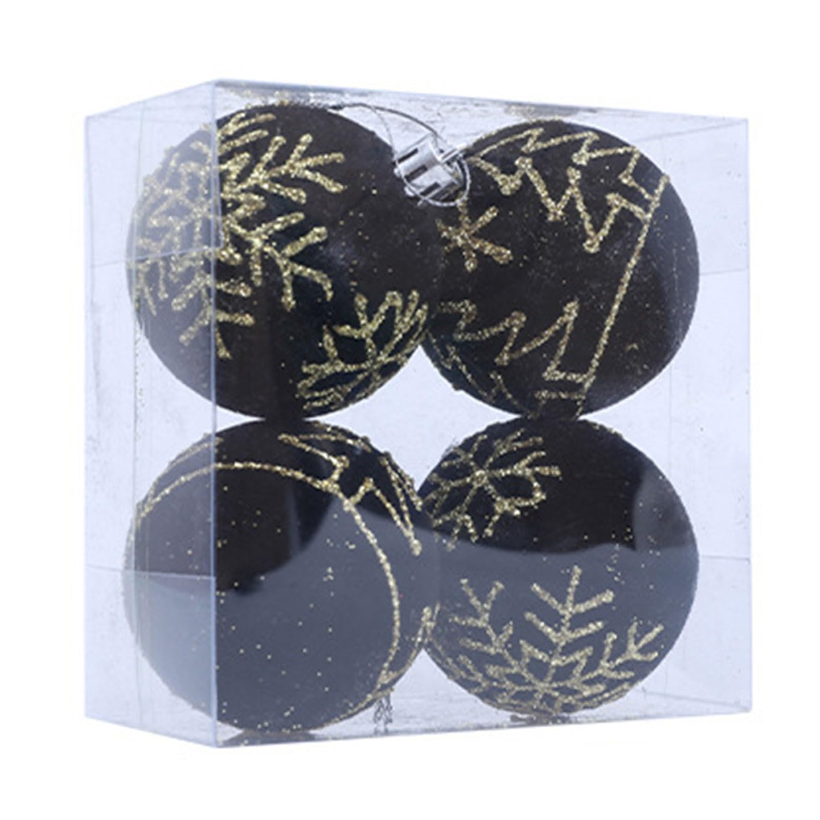 Carotoe Black 4Pcs Christmas Ball Ornament Shatterproof Christmas Baubles Hanging Decorations For Tree Wreath Mantels Embellishments Snowflakes Decorations
