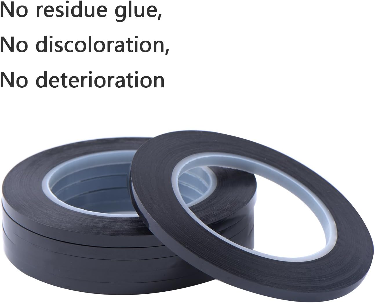 6 Pack 3 mm 1/8 inch Width Graphic Tape Pinstripe Tape Grid Marking Tapes Whiteboard Gridding Tape Self Adhesive Artist Tape, Black