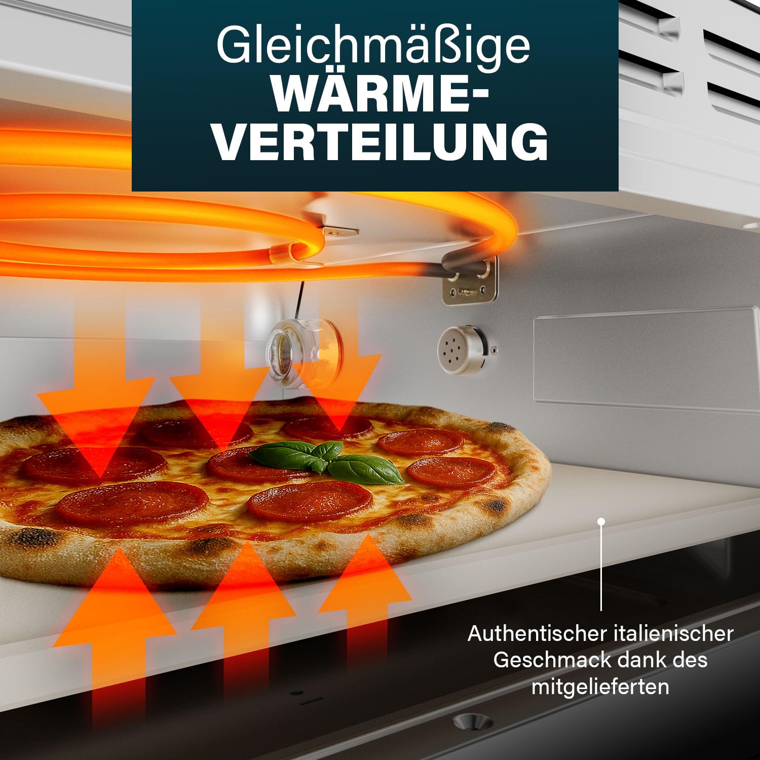 Princess Pizzaofen Pro Max, 15L, 400°C, Digitales Bedienfeld, 2100W, Pizzastein & Schaufel, Ober-/Unterhitze, Timer, Kühle Tür, Kompakt & Tragbar, Für Innen-/Außenbereich, 112780