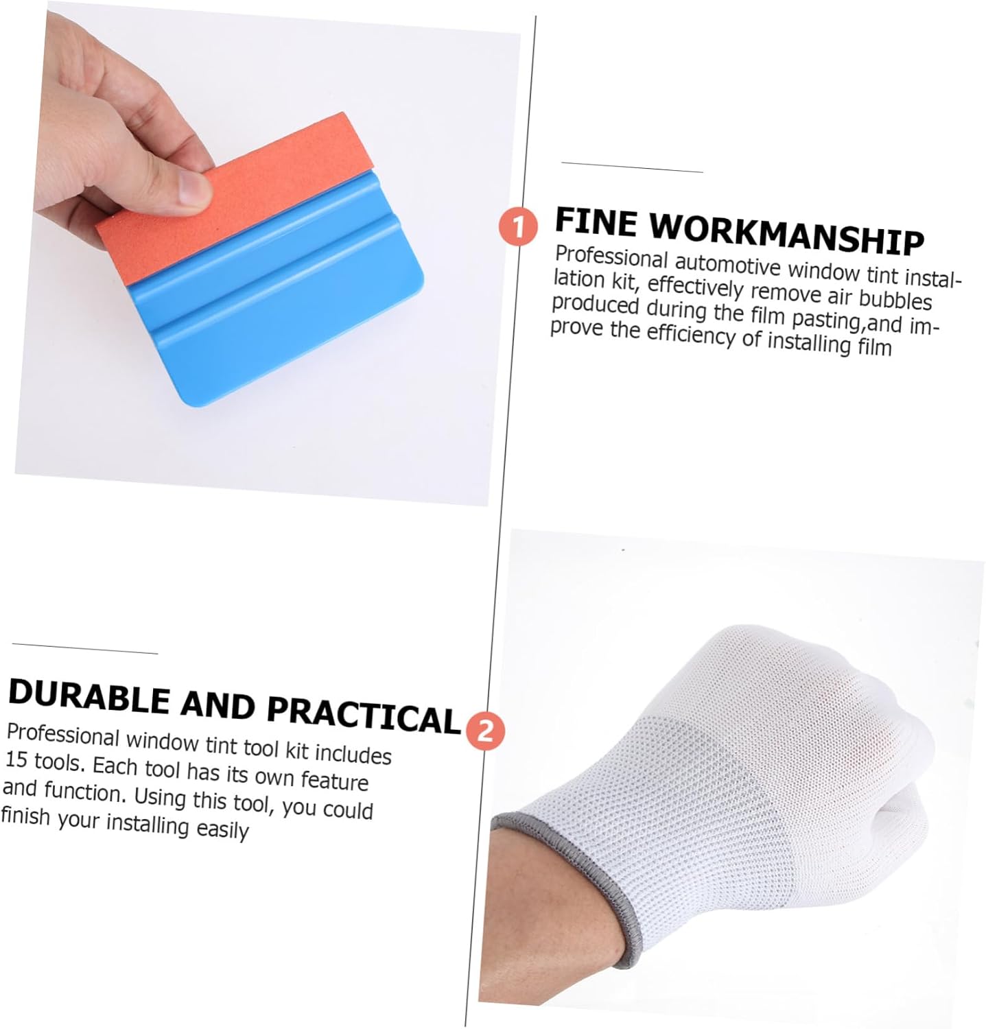 Mobestech 15pcs Tinting Squeegee Tool Kit Professional Vinyl Window Film Application Set Auto Scraper Cutter for Efficient Installation and Bubble Removal