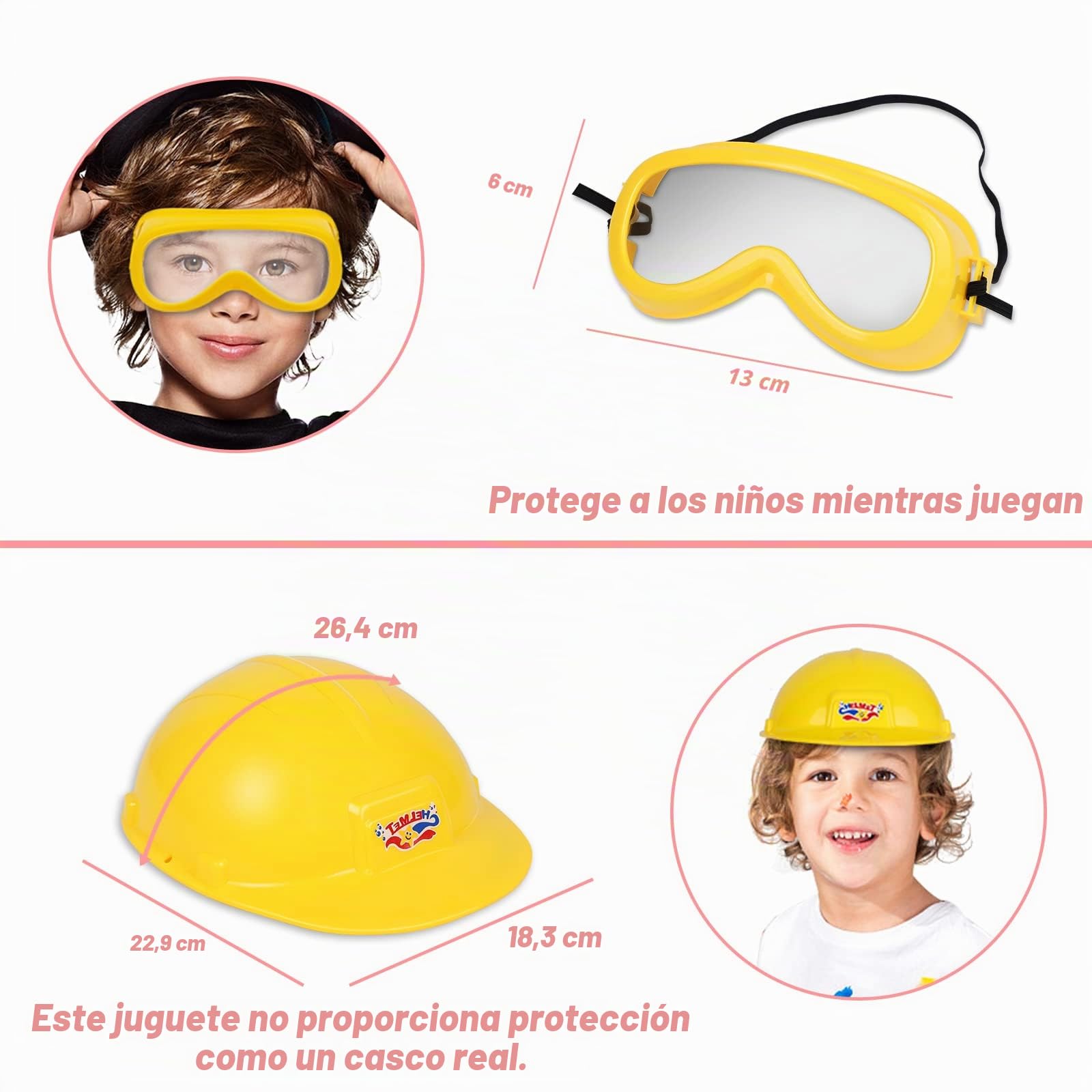Gifts2U Juego de Herramientas de Juguete para Niñas,Accesorios de Construcción,Juguetes con Sombrero,Caja de Herramientas,Cinta Métrica,Martillo Regalo para Niños Niñas 3 4 5 6 Años