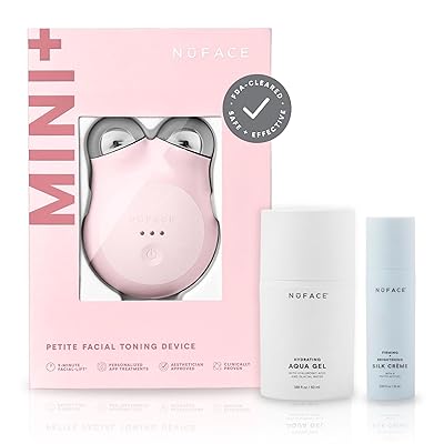 NuFACE MINI Microcurrent Facial Device Kit - FDA Cleared Face Sculpting & Skin Tightening Device to Contour, Lift & Tone  Microcurrent Gel Activator & Silk Creme - Sandy Rose