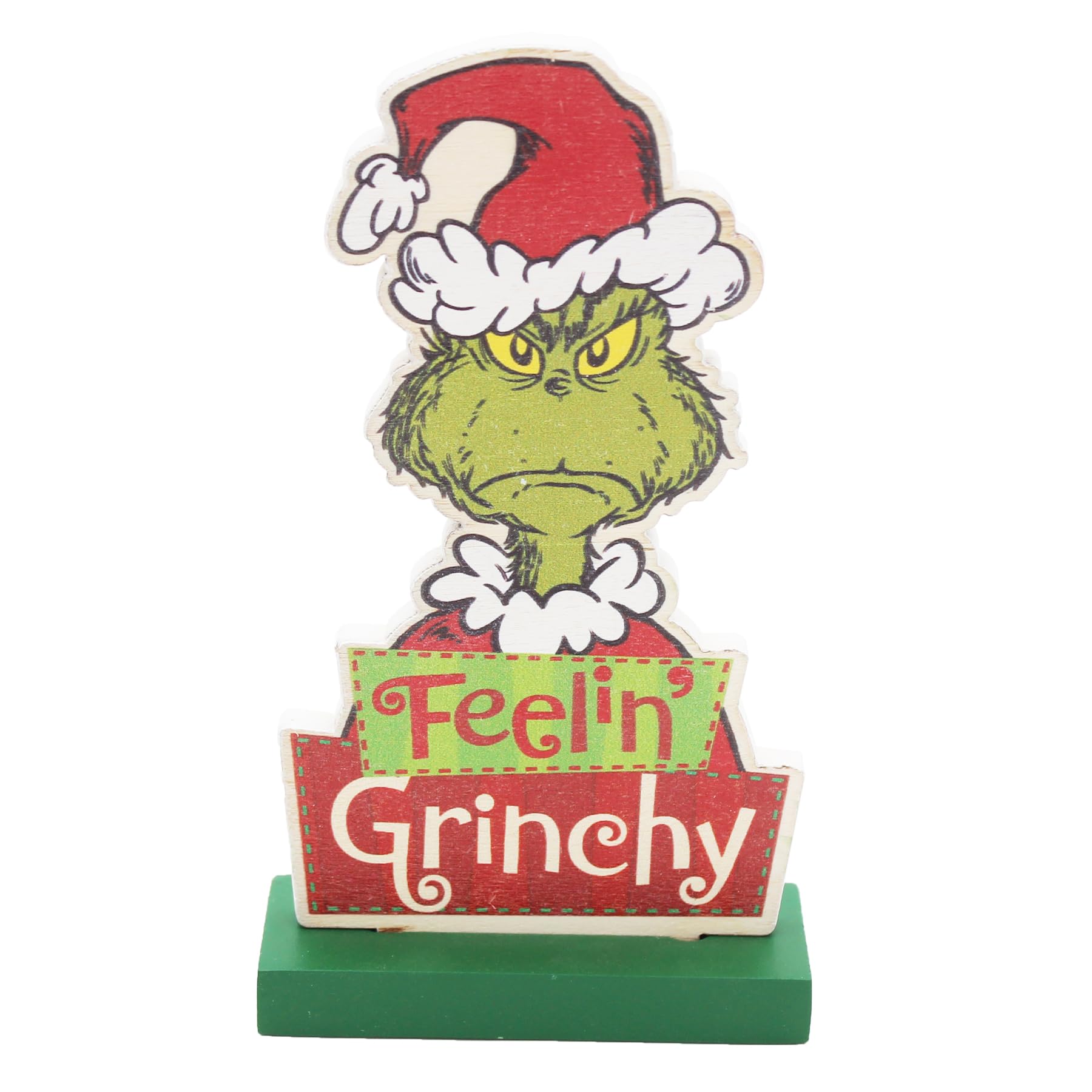 Christmas Grinch Plaque Decoration Mantel Ornament MDF - Feelin Grinchy