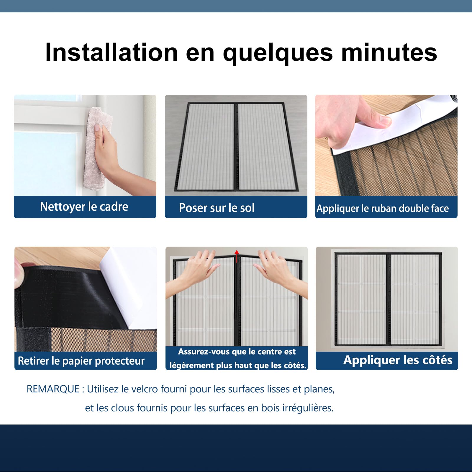 Moustiquaire Porte Fenetre Magnétique Sans Perçage 140x210 cm, Magnétique moustiquaire porte, Fermeture Automatique, Maille Ultra-Fine Antimoustique Noir