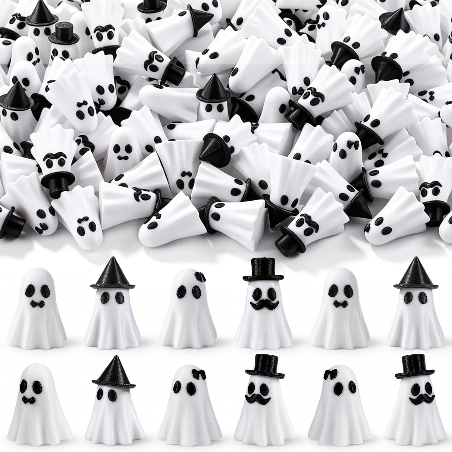 DULEFUN 50PCS Halloween Mini Ghost Toys Figurines Miniatures Decor