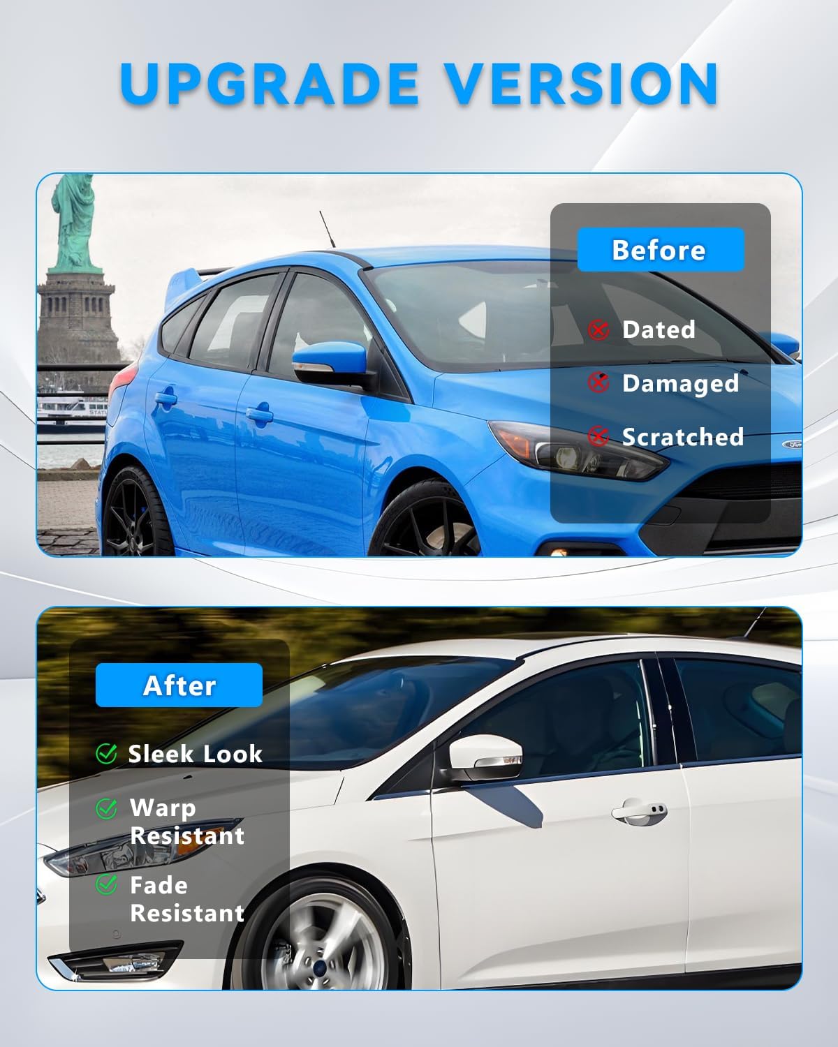 Mirror Cover Caps Trims for Fo-rd Focus RS ST MK3 2012 2013 2014 2015 2016 2017 2018, Mirror Cover Horn Clip-on Left Driver and Right Passenger（White）