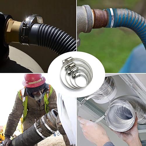 Miniatura 6 de Abrazadera de conducto de acero inoxidable 304 ajustable de 12 pulgadas, abrazadera de manguera de accionamiento de gusano, abrazadera de conducto
