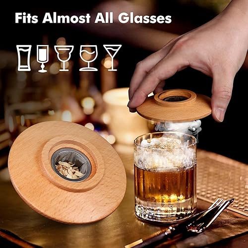 Miniatura 5 de Kit de ahumador de cóctel con antorcha kit de ahumador de whisky con 6 sabores de virutas de madera ahumada - Kit infusor de ahumador de bebidas a