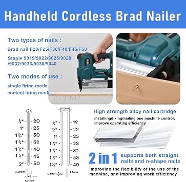 Multi-functional Electric Nail Gun, Cordless Nailer With LED Indicator Lights & Lighting, Supports Single/Continuous Shot, Battery-Powered Stapler for Home Decor
