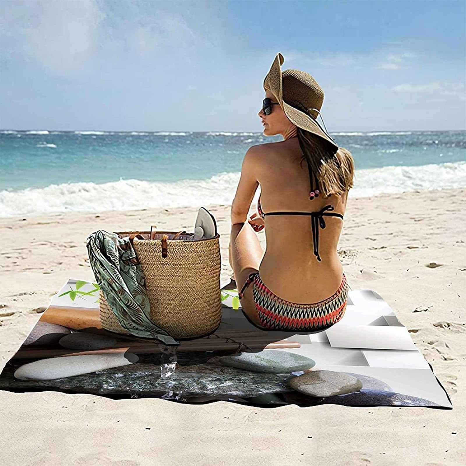 Strandtuch Bambus, Mikrofaser Strandtuch Frühling Handtuch Extra Groß 200x200 cm Badetuch Strandhandtuch Schnell Trocknendes Sandfreies Weiches Saunatuch, reisehandtuch, Badehandtuch