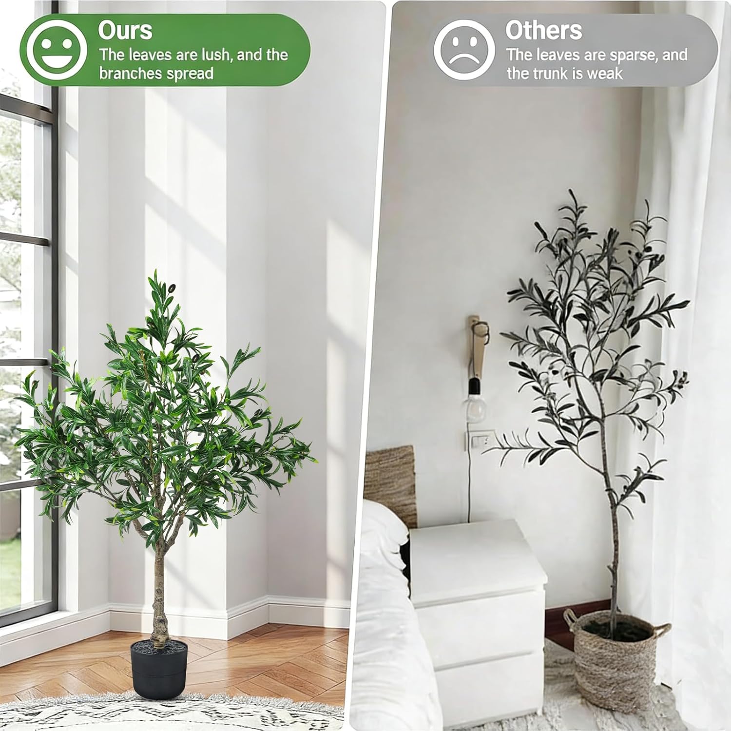 2PACK Faux Olive Tree Indoor Outdoor, 3.6FT Fake Tree Potted Artificial Olive Trees with Planter,Lifelike Fruits Leaves, Artificial Plants Indoor Fake Plants for Home Office Living Room Decor