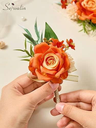 Miniatura 7 de Serwalin Juego de ramilletes de rosas azules y boutonniere para hombre, para boda, flores artificiales, ramilletes, pulsera para boda, madre de