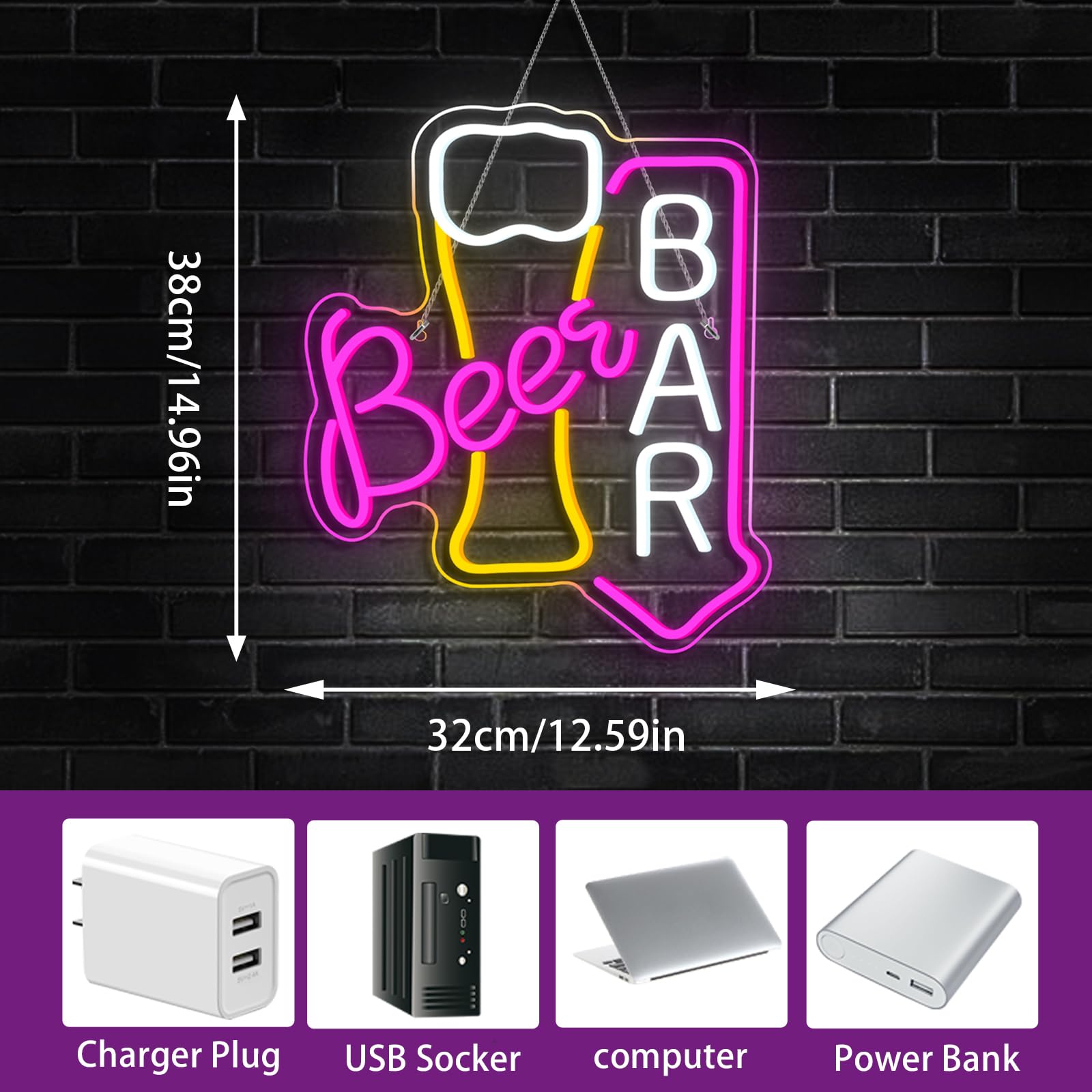 Wanxing Enseigne néon pour décoration murale, lampe néon pour bar à bière, panneau lumineux néon pour bar, bar à bière, décoration d'intérieur, magasin, boîte de nuit