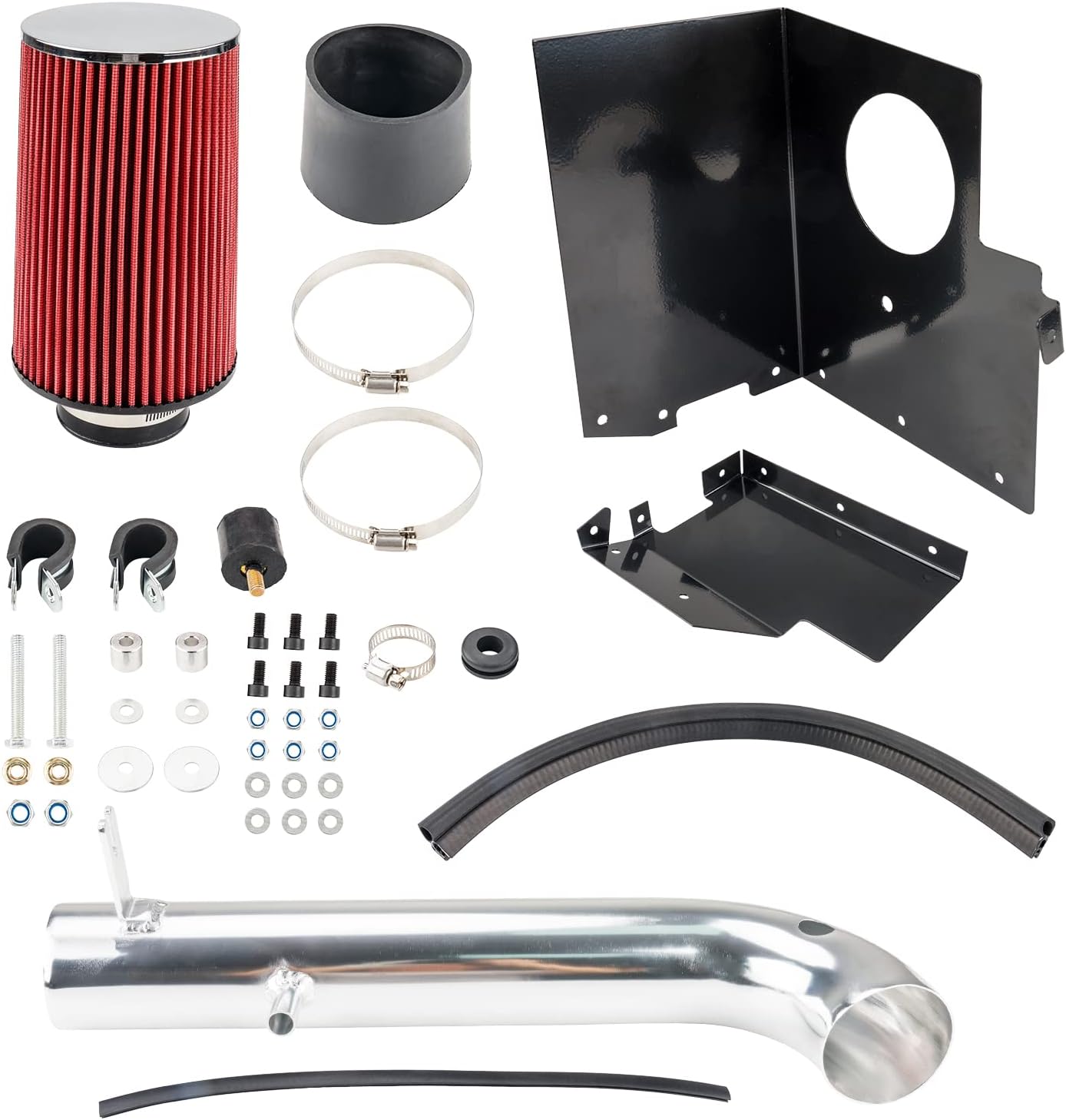 KAX 3 inch Cold Air Intake System Kit + Heat Shield Compatible with 2012-2017 Wrangler, 2018 Wrangler JK, Red