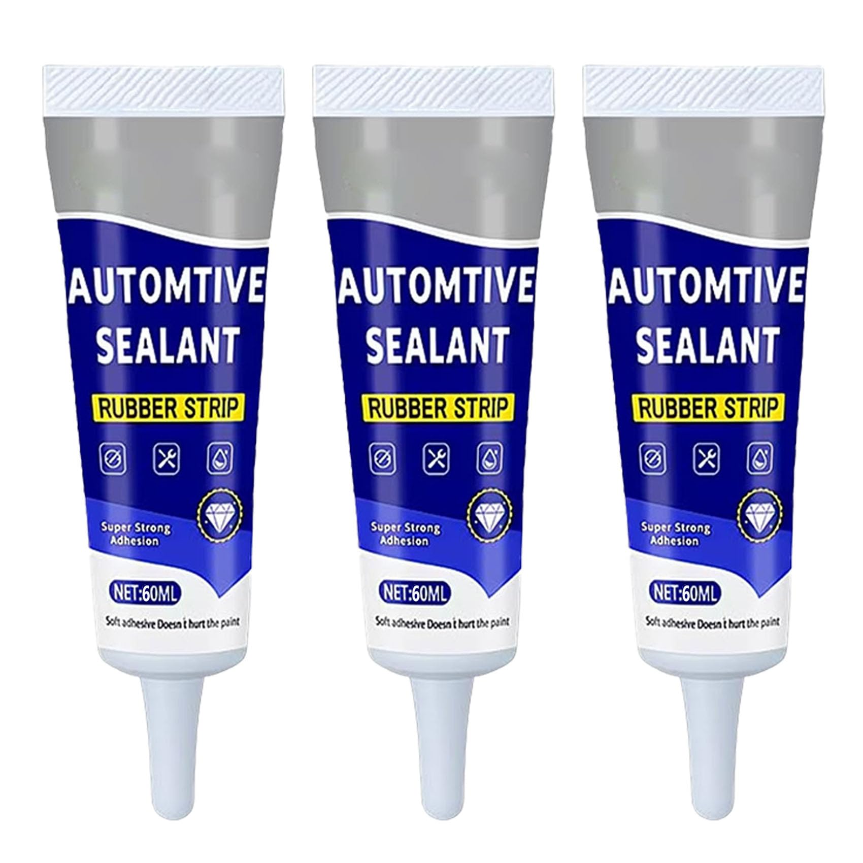 Colla per riparazioni 2 in 1 adesiva sigillante per auto (3Pcs) | Guarnizione in gomma per portiera dell'auto e sigillante adesivo, strappi e finiture allentate per parti interne dell'auto