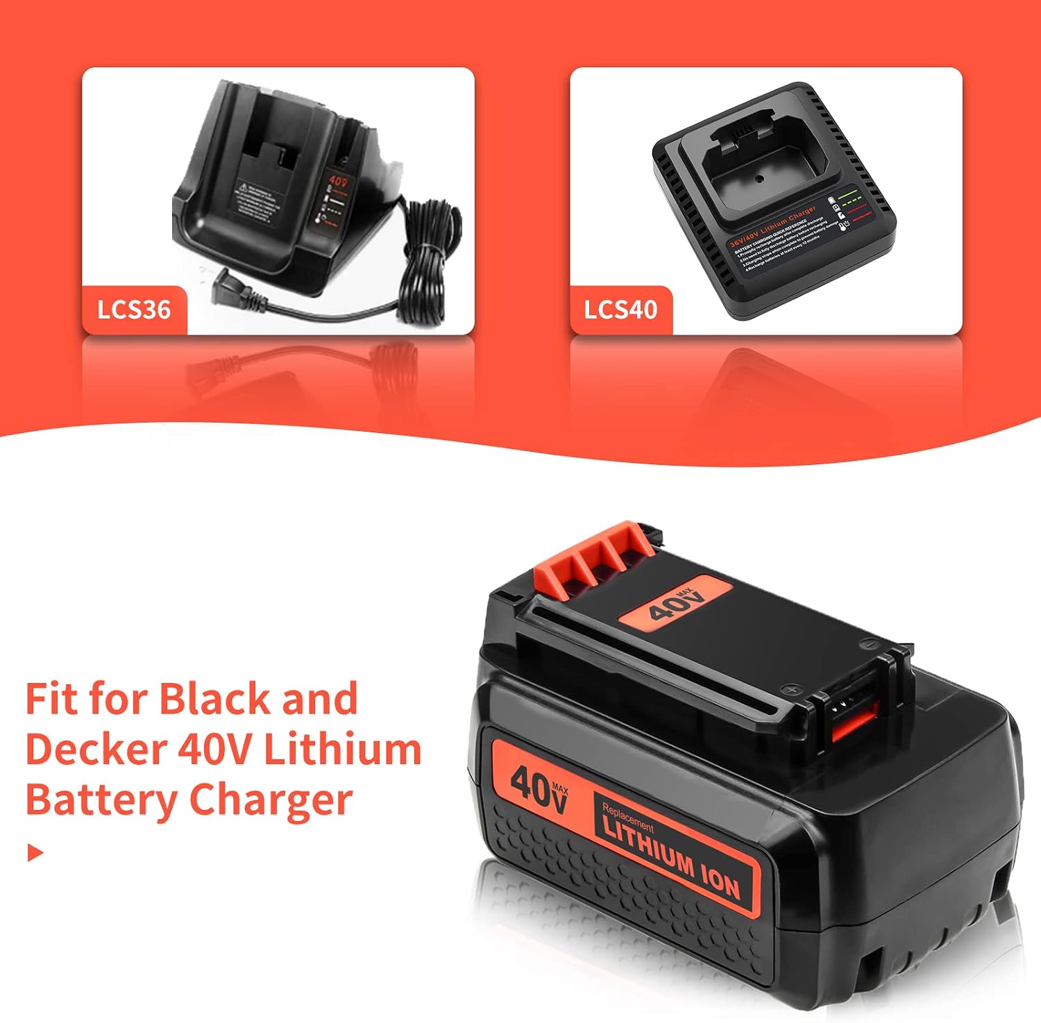 Topbatt 2 Packs 3000mAh LBX2540 40 Volt Max Battery Replacement for Black and Decker 40V Lithium Battery LBX1540 LBX2040 LBX2540