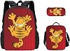 Ga-rfield Backpack Cute School Backpack Cartoon Back Pack School Book Bag Lightweight Schoolbag With Lunch Bag Box And Pencil Case For Boys Girls Gifts