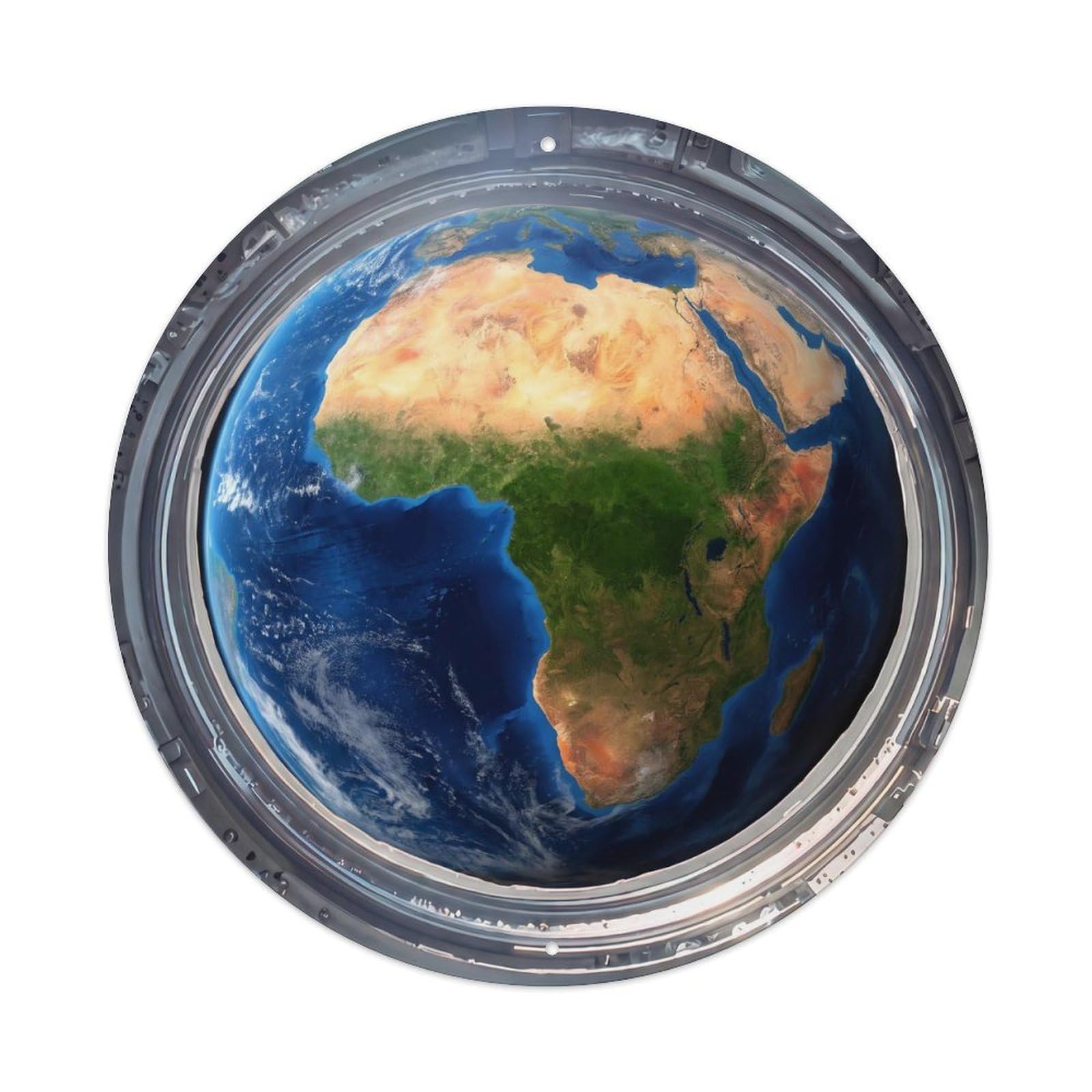 Metal Tin Sign Africa Continent from Space Station Porthole