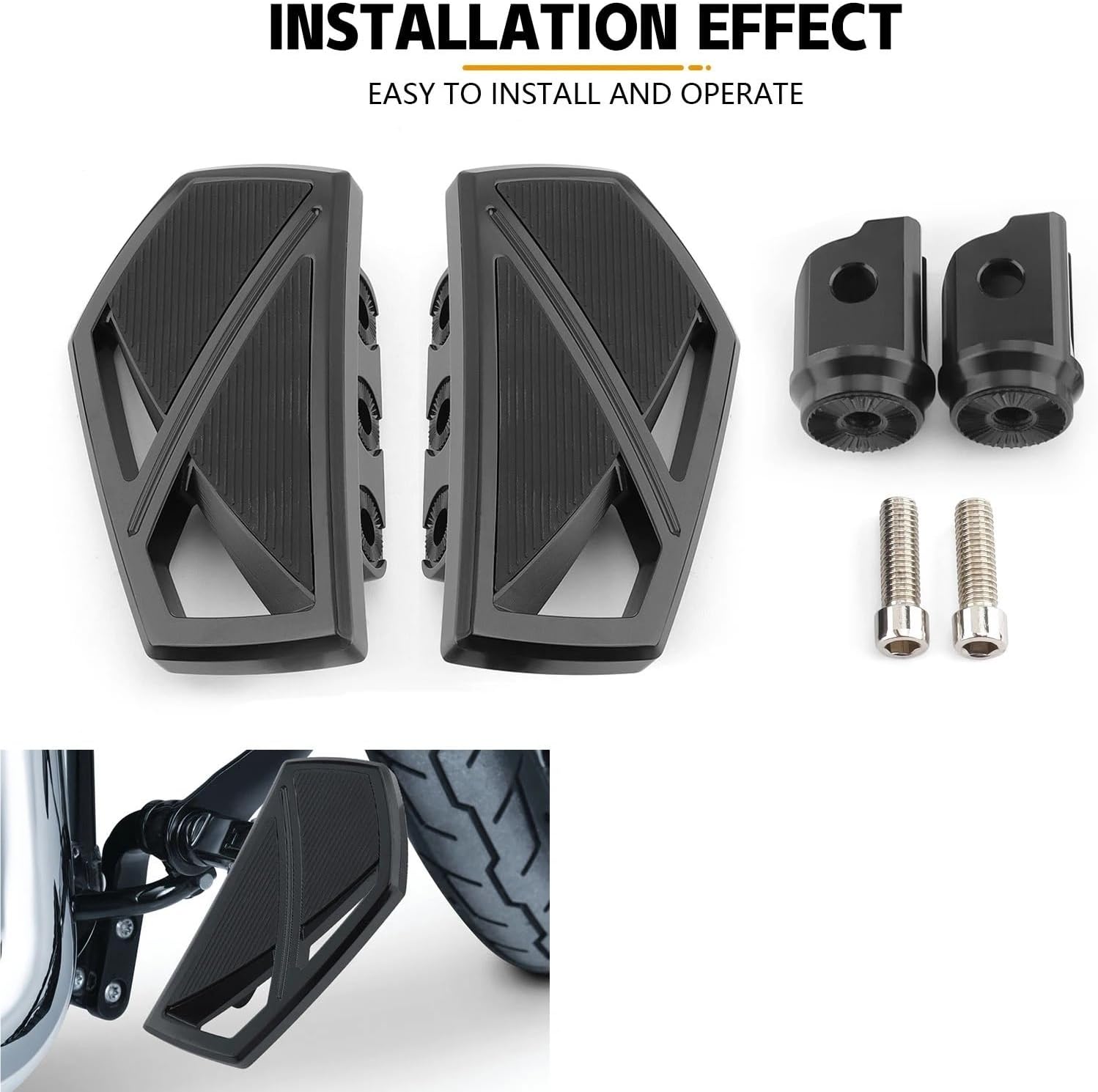 Compatible for Harley 2018-2023 Softail Fat Boy Sport Glide FLSB Street Bob FXBB Front Foot Pegs Motorcycle Floorboards(Front Floorboards B)