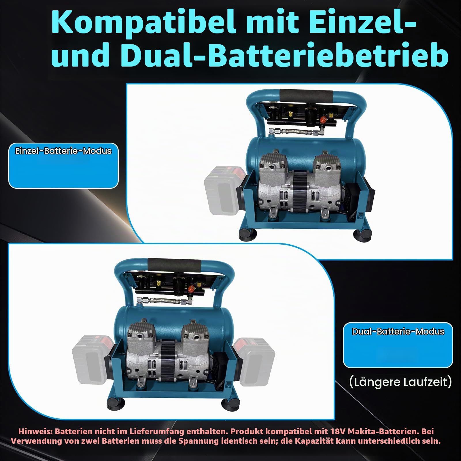Akku Kompressor Druckluftkompressor für Makita 18V Akku, 9L Luftkompressor