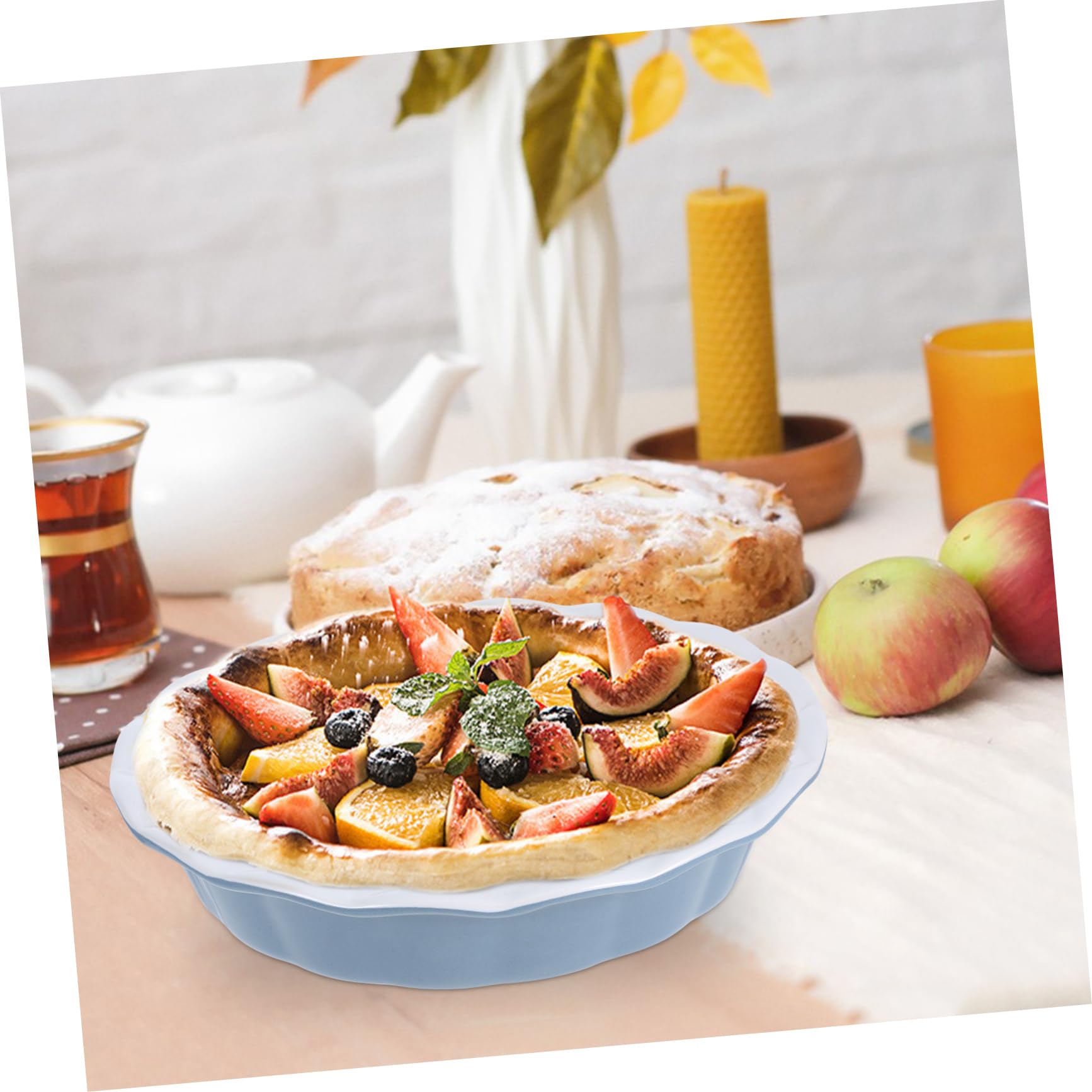 Moule à Tarte Rond en Céramique, Plat de Cuisson Profond, 1 Pièce