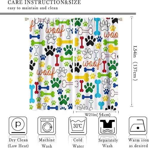 Miniatura 196 de Cortinas opacas con estampado de patas de perro, estampado de patas de perro y huesos, tratamiento de ventana, cortinas con aislamiento térmico
