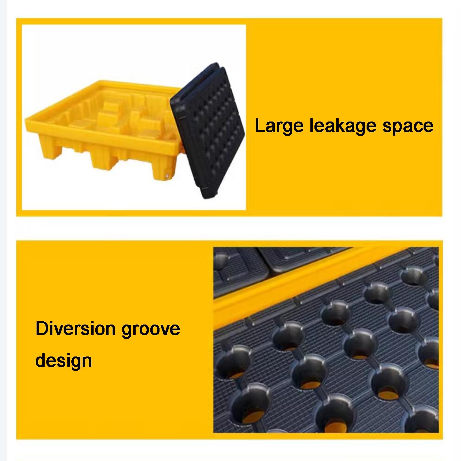 Palé industrial de contención de derrames con rejillas extraíbles para una fácil limpieza, material peligroso para evitar fugas y seguridad