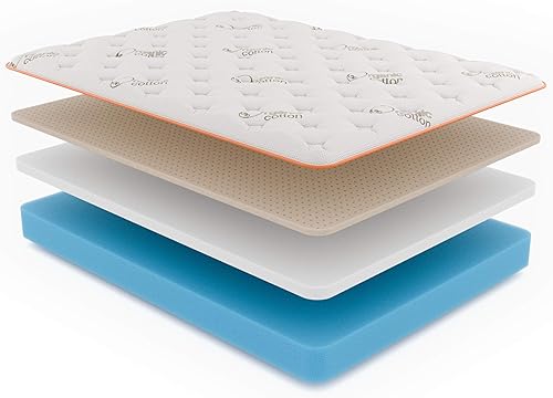 Miniatura 4 de Apricot Firm Twin Natural Colchón10.5" híbrido látexalgodón orgánicocama en una cajafabricado en Estados Unidos