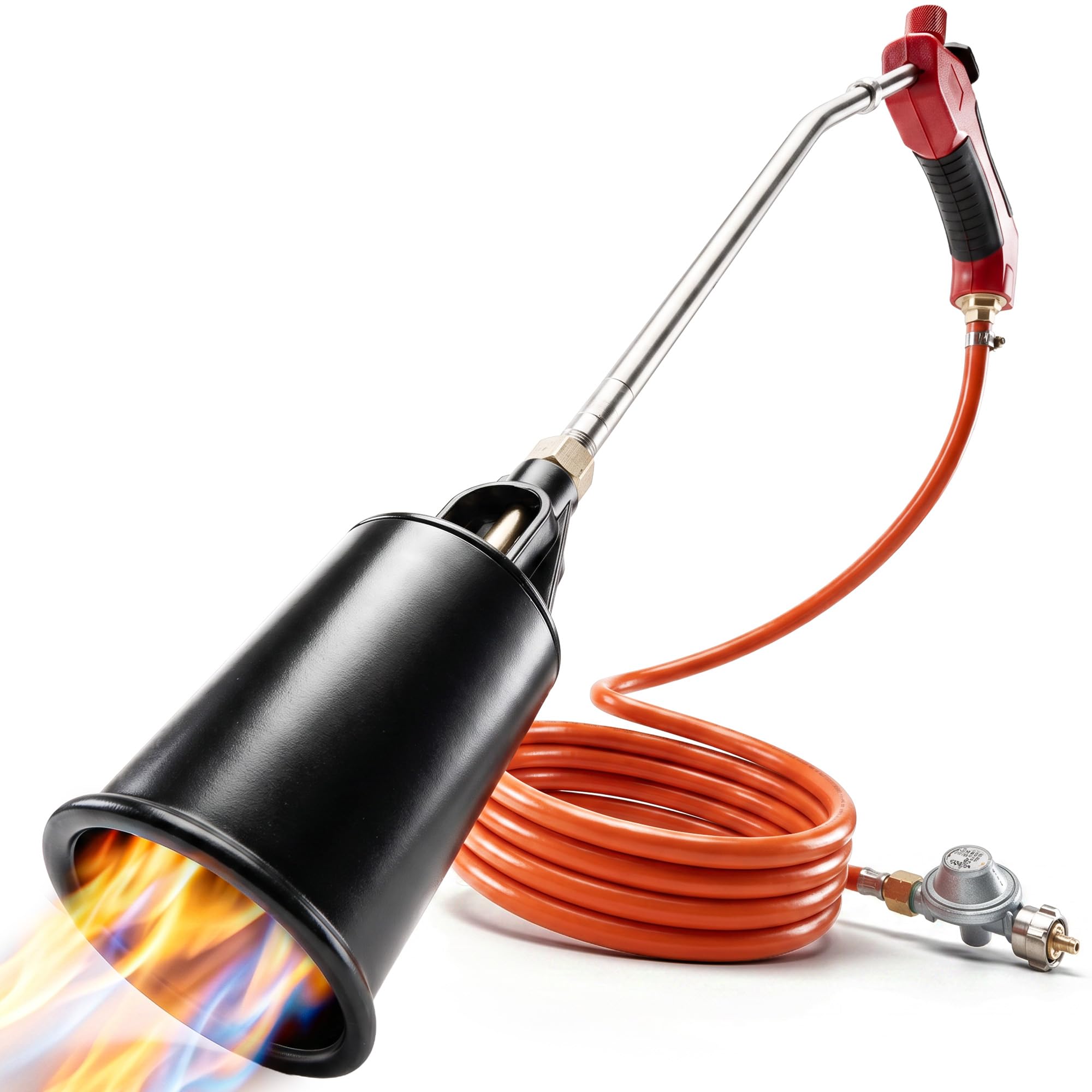 Unkrautbrenner Gas 2-in-1 – Abflammgerät mit Piezozündung für Gaskartusche & Gasflasche - bis 1.500 °C – stufenlose Flammenregelung – chemiefreie Unkrautentfernung für Garten & Hof