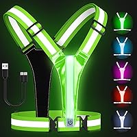 Vista 8 de Zacro LED Reflective Vest Running Gear, 5 Lights Colors High Visibility Reflective Running Gear Rechargeable Light Up Running Vest for Walking