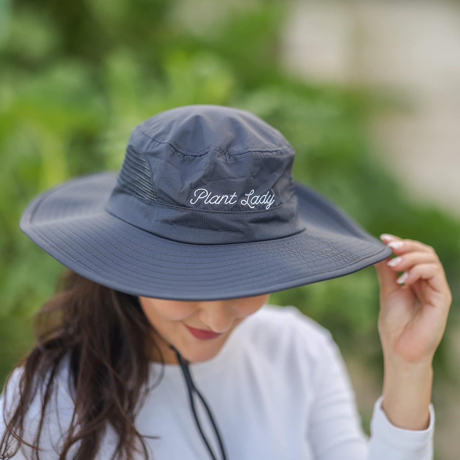 Plant Lady Wide Brim Gardening Hat - Waterproof Sun Hat - Woman Gardening Gift Green - Image 3