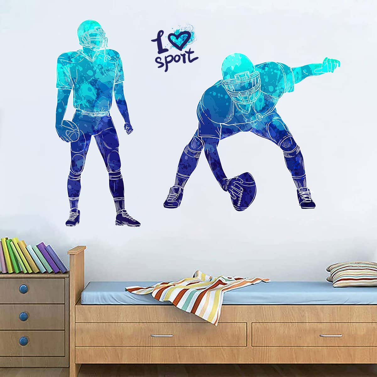 Sticker mural football design silhouette decoration pour chambre garcon et salle de jeux