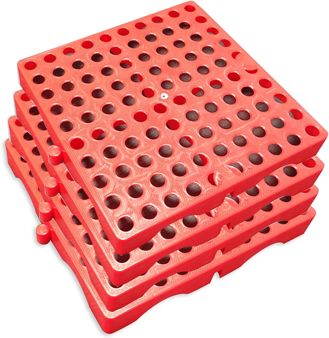 Plastic Pallet, Waterproof Storage Grid Pad, HDPE Breathable Grids Article Racks, Lightweight Nestable Floor Pallets for Garage, Supermarket, Basement(Red)