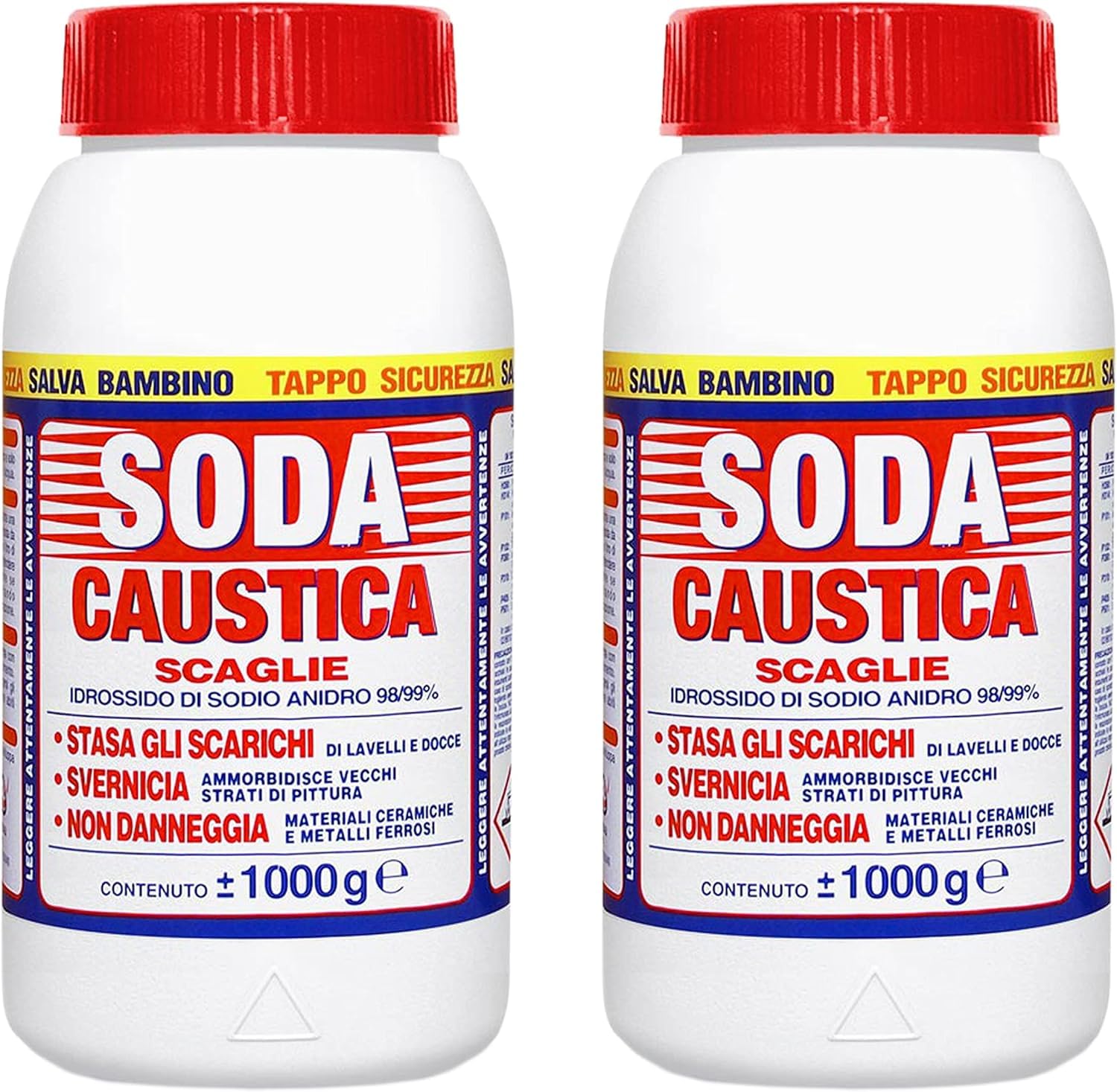 Soda Caustica a Scaglie 2 Kg Rocard per Uso Industriale e Domestico