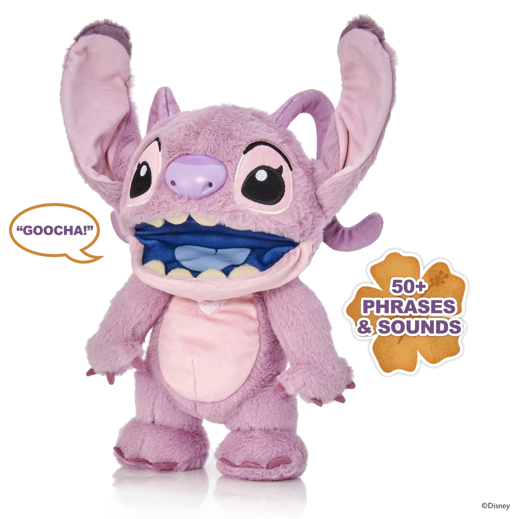 Wow! Stuff Disney Chatty Angel Deluxe Puppetronic, Interaktive Animatronik Puppe mit über 50 Sounds, spricht und bewegt Sich, Größe ca. 30 cm, für Kinder und Erwachsene, Violett
