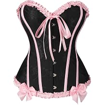 Kimring Women's Victorian Vintage Bustier Corset Top with Ribbon Trim