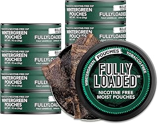 Fully Loaded Chew - 10 Pack Wintergreen Pouches - Tobacco Free and Nicotine Free Wintergreen Flavored Chew. Herbal Dip and...