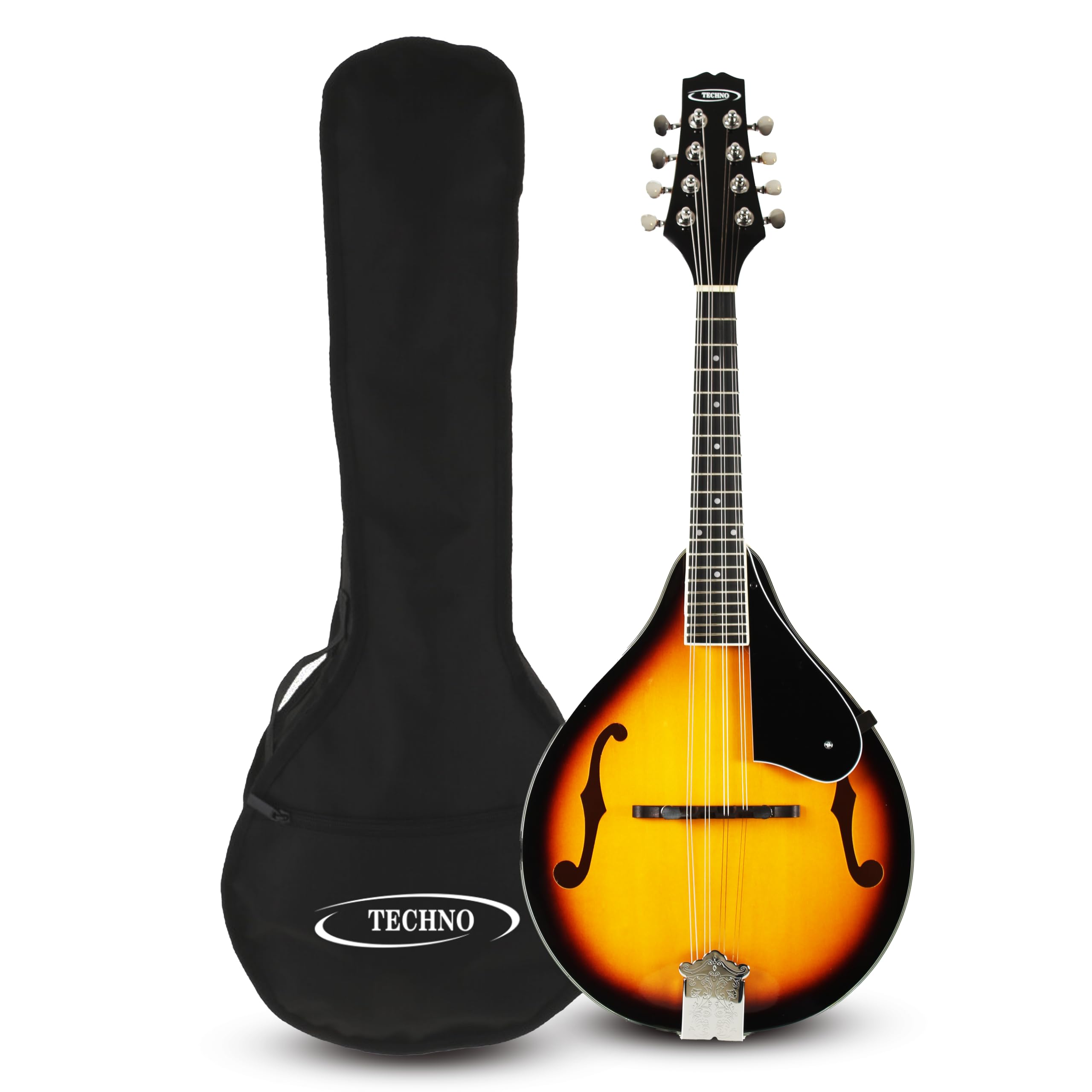 RJ-TMD24-8-String Mandolin Instrument with Basswood Body, Rosewood Bridge & Padded Gig Bag-SUNBURST-picture-19