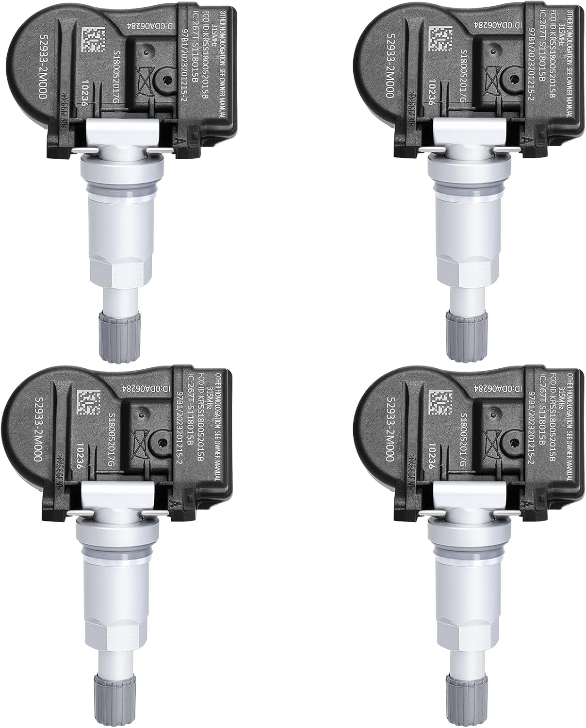 529332M000 TPMS Tire Pressure Sensor, Replacement Fits for Kia & Hyundai, Kia Soul Forte Optima Sorento Hyundai Accent Elantra GT Touring Sonata Tire Pressure Monitoring Sensors, 315MHZ, 4-Pack