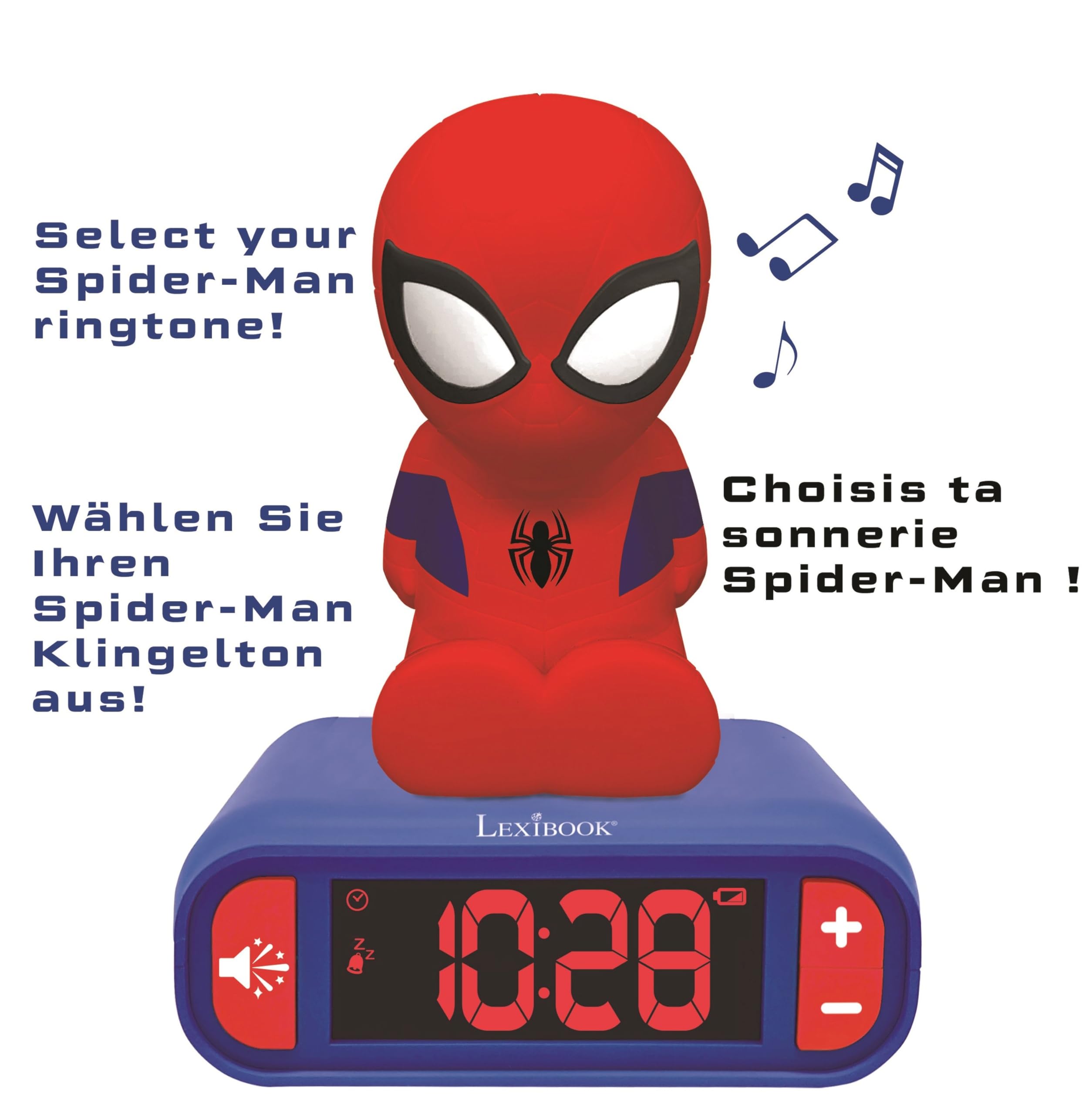 LEXIBOOK, Spider-Man, Nightlight alarm clock, Sounds and Melodies, LCD Backlit screen, Luminous, Snooze, Blue/Red, RL800SPLXB - Image 4