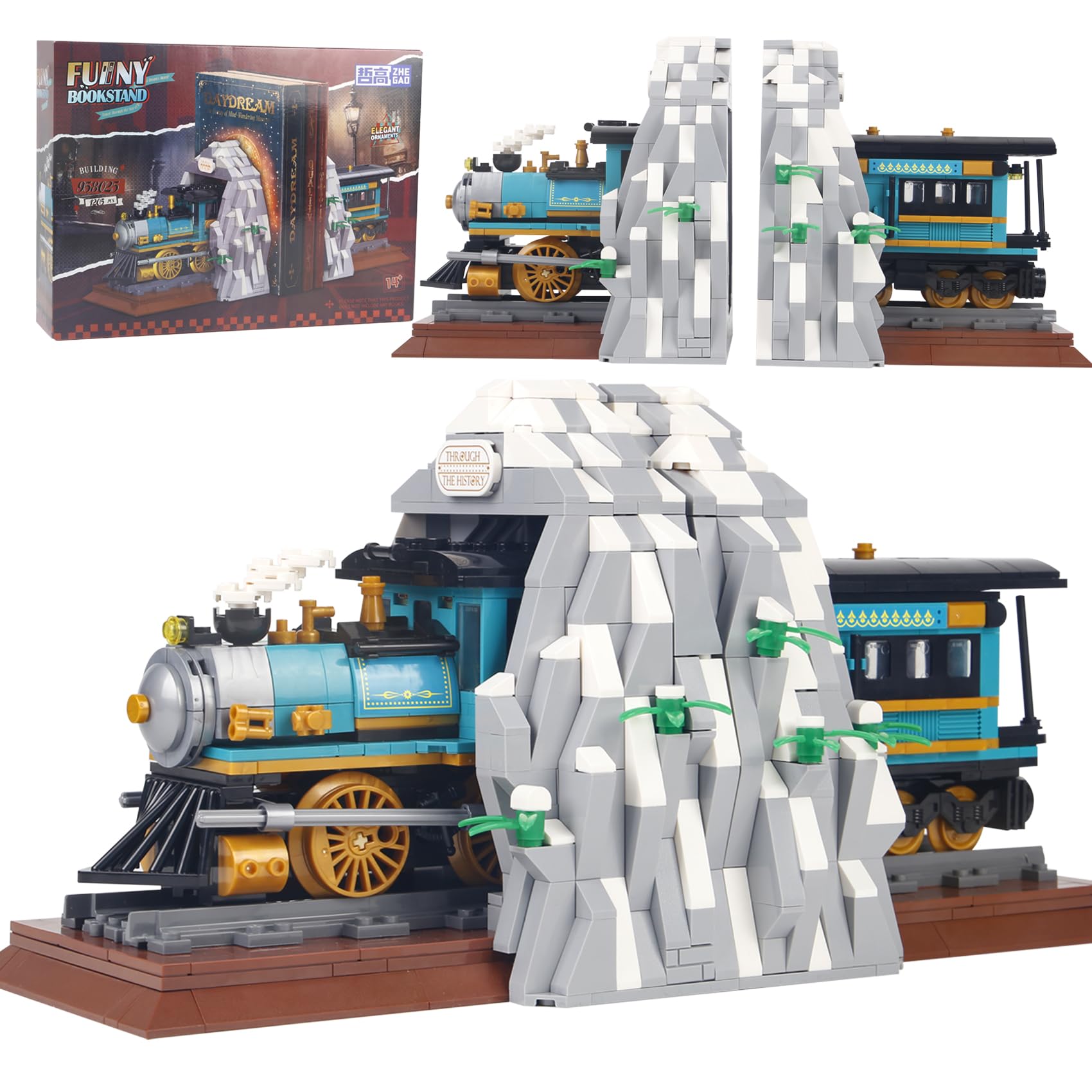 1205PCS Harry Magic Bookstand Train Building Blocks Decoration Compatible with lego Train Trains Size,Creative Locomotive and Train Body,2in 1